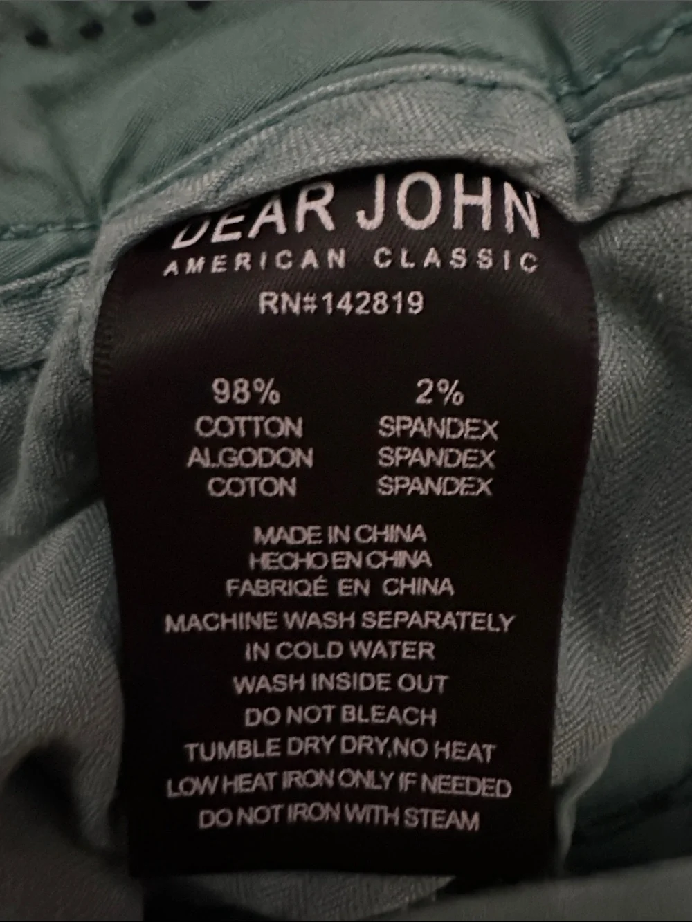 Dear John Teal Blue Green Cuffed Chino Shorts Size 27